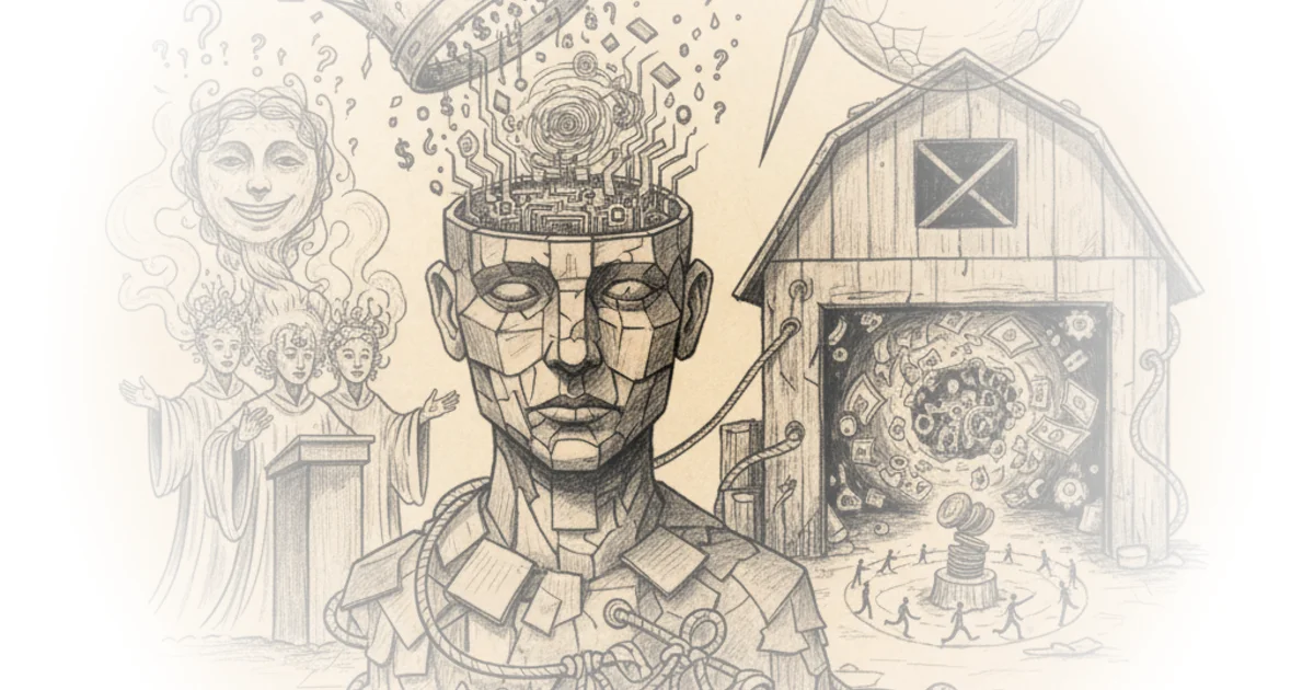 Digital gods, cardboard brains, & the coming AI bust: Going around robin hood's barn to get to the…