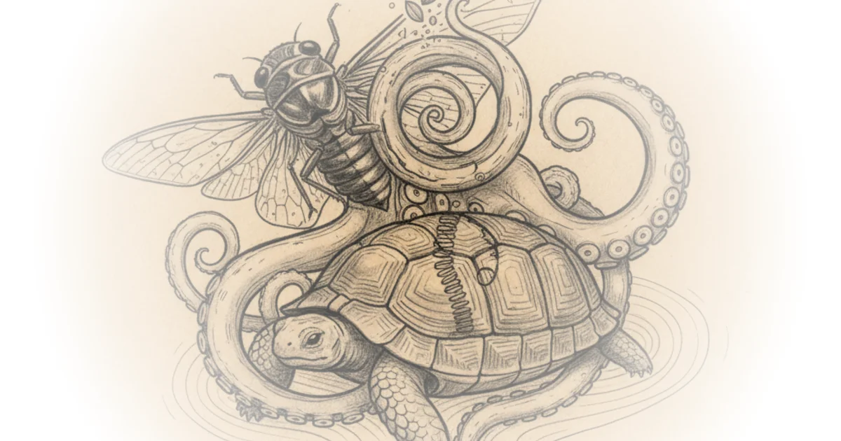 The cicada, the octopus, and the tortoise